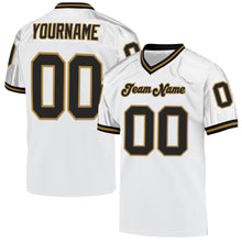 Load image into Gallery viewer, Custom White Black-Old Gold Mesh Authentic Throwback Football Jersey