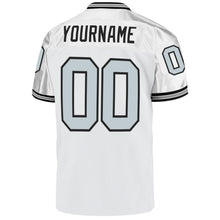 Load image into Gallery viewer, Custom White Silver-Black Mesh Authentic Throwback Football Jersey