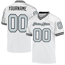 Load image into Gallery viewer, Custom White Silver-Black Mesh Authentic Throwback Football Jersey