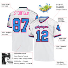 Load image into Gallery viewer, Custom White Powder Blue-Pink Mesh Authentic Throwback Football Jersey