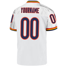 Load image into Gallery viewer, Custom White Navy-Orange Mesh Authentic Throwback Football Jersey