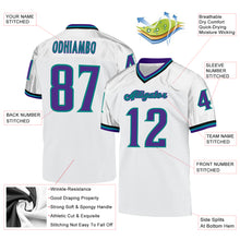 Load image into Gallery viewer, Custom White Purple-Aqua Mesh Authentic Throwback Football Jersey