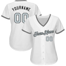 Load image into Gallery viewer, Custom White Silver-Black Authentic Baseball Jersey