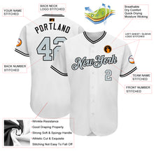 Load image into Gallery viewer, Custom White Silver-Black Authentic Baseball Jersey