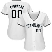 Load image into Gallery viewer, Custom White Black-Silver Authentic Baseball Jersey