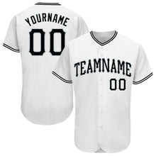 Load image into Gallery viewer, Custom White Black-Silver Authentic Baseball Jersey