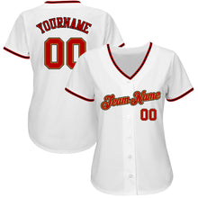 Load image into Gallery viewer, Custom White Red-Old Gold Authentic Baseball Jersey