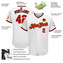 Load image into Gallery viewer, Custom White Red-Old Gold Authentic Baseball Jersey
