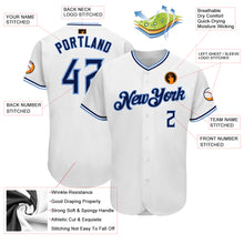 Load image into Gallery viewer, Custom White Navy-Powder Blue Authentic Baseball Jersey
