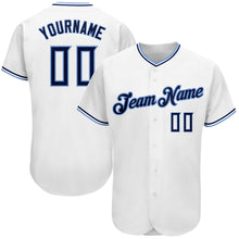 Load image into Gallery viewer, Custom White Navy-Powder Blue Authentic Baseball Jersey
