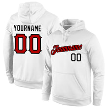 Load image into Gallery viewer, Custom Stitched White Red-Black Sports Pullover Sweatshirt Hoodie