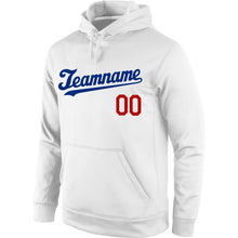 Load image into Gallery viewer, Custom Stitched White Royal-Red Sports Pullover Sweatshirt Hoodie