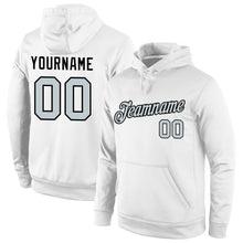 Load image into Gallery viewer, Custom Stitched White Silver-Black Sports Pullover Sweatshirt Hoodie
