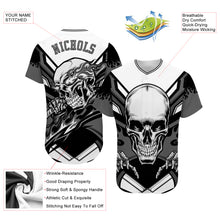 Load image into Gallery viewer, Custom White Gray-Black 3D Skull Authentic Baseball Jersey