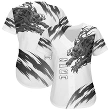 Load image into Gallery viewer, Custom White White-Black 3D Wolf Authentic Baseball Jersey