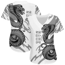 Load image into Gallery viewer, Custom White White-Black 3D Snake Authentic Baseball Jersey