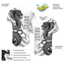 Load image into Gallery viewer, Custom White White-Black 3D Snake Authentic Baseball Jersey