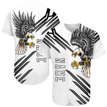 Load image into Gallery viewer, Custom White White-Black 3D Eagle Authentic Baseball Jersey