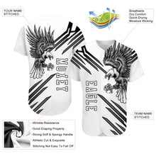 Load image into Gallery viewer, Custom White White-Black 3D Eagle Authentic Baseball Jersey
