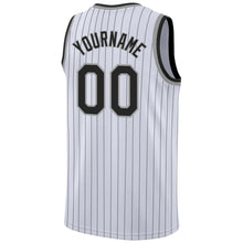 Load image into Gallery viewer, Custom White Black Pinstripe Black-Gray Authentic Basketball Jersey
