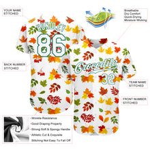 Load image into Gallery viewer, Custom White White-Kelly Green 3D Pattern Design Autumn Leaves Authentic Baseball Jersey