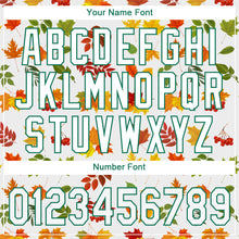 Load image into Gallery viewer, Custom White White-Kelly Green 3D Pattern Design Autumn Leaves Authentic Baseball Jersey