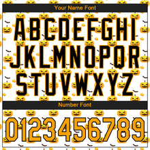 Load image into Gallery viewer, Custom White Gold-Black 3D Pattern Design Halloween Pattern With Pumpkins Authentic Baseball Jersey