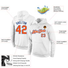 Load image into Gallery viewer, Custom Stitched White Orange-Royal Sports Pullover Sweatshirt Hoodie