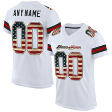 Load image into Gallery viewer, Custom White Vintage USA Flag-Black Mesh Authentic Football Jersey