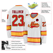 Load image into Gallery viewer, Custom White Red-Gold Hockey Jersey