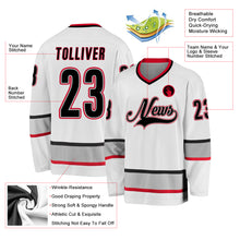 Load image into Gallery viewer, Custom White Black-Gray Hockey Jersey