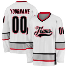 Load image into Gallery viewer, Custom White Black-Gray Hockey Jersey