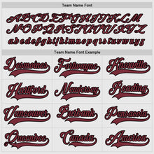 Load image into Gallery viewer, Custom White Burgundy-Black Hockey Jersey