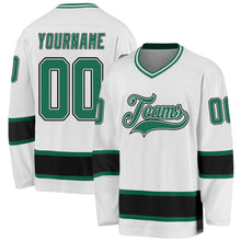 Load image into Gallery viewer, Custom White Kelly Green-Black Hockey Jersey