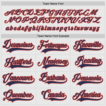 Load image into Gallery viewer, Custom White Navy-Orange Hockey Jersey