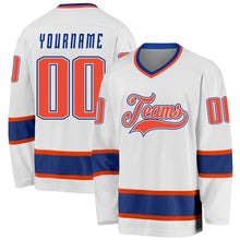 Load image into Gallery viewer, Custom White Orange-Royal Hockey Jersey