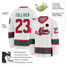 Load image into Gallery viewer, Custom White Red-Green Hockey Jersey