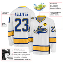 Load image into Gallery viewer, Custom White Royal-Gold Hockey Jersey