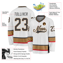 Load image into Gallery viewer, Custom White Steel Gray-Old Gold Hockey Jersey