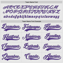 Load image into Gallery viewer, Custom White Purple-Gray Hockey Jersey