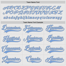 Load image into Gallery viewer, Custom White Gray-Light Blue Hockey Jersey