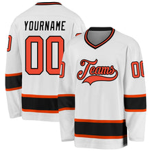 Load image into Gallery viewer, Custom White Orange-Black Hockey Jersey