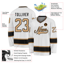 Load image into Gallery viewer, Custom White Old Gold-Black Hockey Jersey