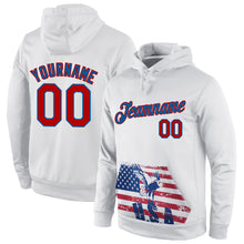 Load image into Gallery viewer, Custom Stitched White Red-Blue 3D American Flag Fashion Sports Pullover Sweatshirt Hoodie