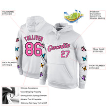 Load image into Gallery viewer, Custom Stitched White Pink-Black 3D Pattern Design Pastel Butterfly Sports Pullover Sweatshirt Hoodie