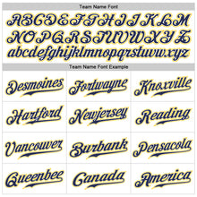 Load image into Gallery viewer, Custom White Navy Pinstripe Navy-Gold Sports Pants