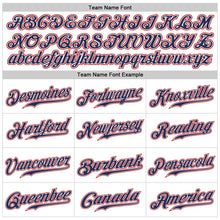 Load image into Gallery viewer, Custom White Navy Pinstripe Navy-Red Sports Pants