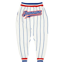 Load image into Gallery viewer, Custom White Royal Pinstripe Royal-Red Sports Pants
