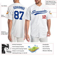 Load image into Gallery viewer, Custom White Royal-Red Authentic Baseball Jersey