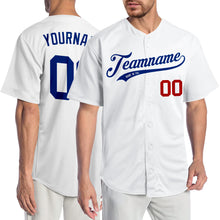 Load image into Gallery viewer, Custom White Royal-Red Authentic Baseball Jersey